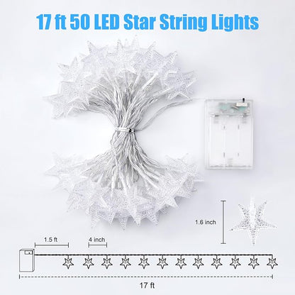 Minetom Star String Lights Battery Operated - 17 ft 50 LED Star Fairy String - Image 7