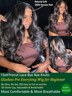 KLAIYI Wear And Go Glueless Wig Bye Bye Knots 13x4Precut Lace Front Wigs Human Hair Loose Body Wave Wig Pre Bleached Pre Everything Pre Plucked with Baby Hair 3S Ready to Wear Beginner Friendly 28Inch