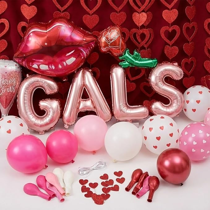 Galentines Day Party Decorations hot pink and pink Balloon Arch Garland Kit - Image 6