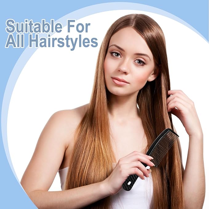 Disposable Combs in Bulk Individually Wrapped Widen Combs Sturdy Hair Combs for Women and Men, Long Handle Fine Combs for Homeless, Hotel,Shelter, Nursing Home,Charity Church Black (8 IN, Count, 50)