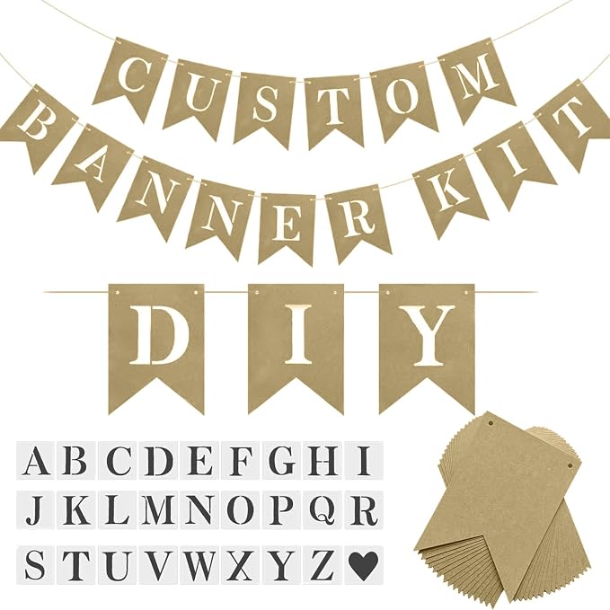 DIY Brown Banner Set, Personalized Banner Party Decorations Supplies Custom by YUNSHANGMO