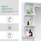 BarberPub Backwash Shampoo Bowl Cabinet, Wall Mount Station with Mirror, Storage Cabinet with Drawers & Shelf Salon Equipment for Barber Salon 3141 (White)