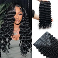 Deep Wave Clip in Hair Extensions Real Human Hair 2 Pack 240g Seamless Clip in Hair Extensions for Women Full Max with 16Pcs PU Thin Weft 16inch Natural Black