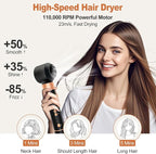 Hair Styler Hair Dryer Brush - 110,000 RPM High-Speed Hot Air Styler,Multi Stylers with Auto-Wrap Curler, Professional Blow Dryer Brush for Fast Curling Volumizing Styling (Black-Caramel)