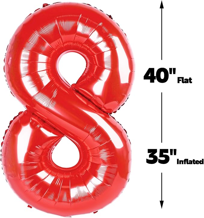 Red Number 8 Balloon 40 inch, Balloon numbers party supplies, deco photo shoot - Image 2