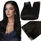 Full Shine Black Clip in Extensions 220 G 22 Inch Human Hair Clip ins for Black Women for Volume 7 Pcs