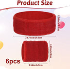 6PCS Sweatband Set, Headband and Wristband Set of 2PCS Sports Headband and 4PCS Wristband Breathable Sports Band for Women Basketball Soccer Yoga Badminton Tennis(Red)