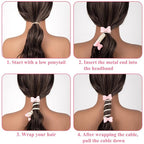 4PCS Bow Spiral Hair Ties, 4 Colors Bowknot Phone Cord Ponytail Holders for Women, Elegant Rubber Hair Coils, Stylish Hair Accessories for Party, Daily Use