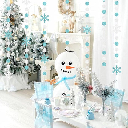 Snowflake-Snow Teal-Silver Christmas Party-Decorations Garland - 58Ft White - Image 6