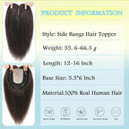 Hair Toppers for Women Real Human Hair, 360° 3D Toppers Pieces for Women with Thinning Crown Side Bangs 12 Inch Upgrade Big Basement (Dark Brown, 12 Inch Side Bangs)