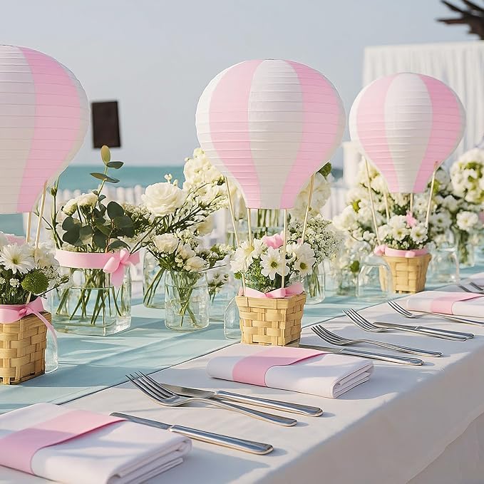 Meooeck 14 Sets Hot Air Balloon Tables Centerpieces, 11.8'' Paper Lantern Party - Image 5