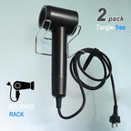 2 Pack Hair Dryer Holder, Wall Mount Self Adhesive Waterproof Blow Dryer Rack Storage Organizer Hanger, Compatible with Dyson and Most Hair Blower Appliance, Curling Iron, Straighteners, Brush
