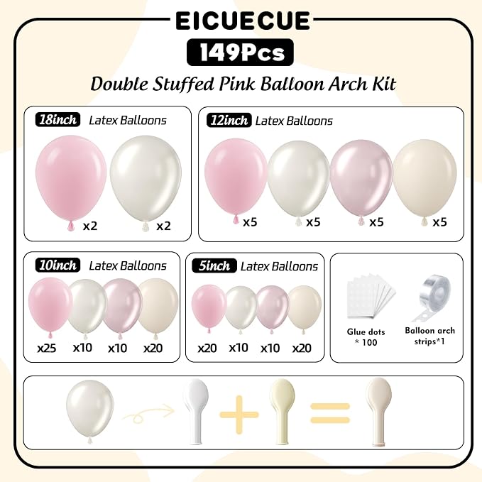 Pearl Pink White Balloon Arch Kit - Image 2