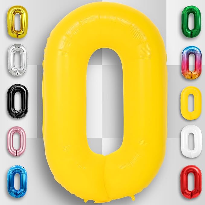 Yellow Number Balloon 0 Mylar Foil Macaron Balloons 40 inch - Image 4