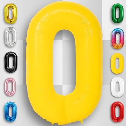 Yellow Number Balloon 0 Mylar Foil Macaron Balloons 40 inch - Image 4