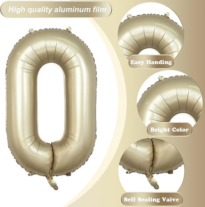 Metallic Gold Number 0 Balloons 40 Inch, Large Champagne Number Balloons 0-9 Set - Image 8