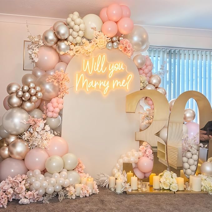 HILAVO Pink and Gold Balloons 12 Inch Pastel Light Baby Pink Double Stuffed - Image 3