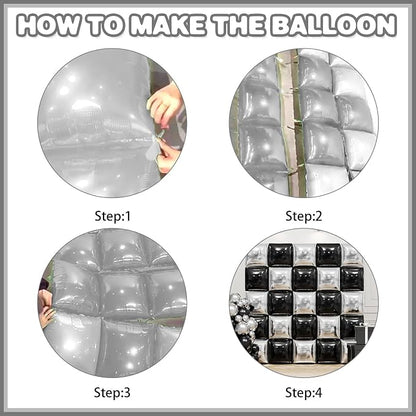 Black and Silver Double Sided Square Foil Balloons Wall, 19 Inches Chrome - Image 8