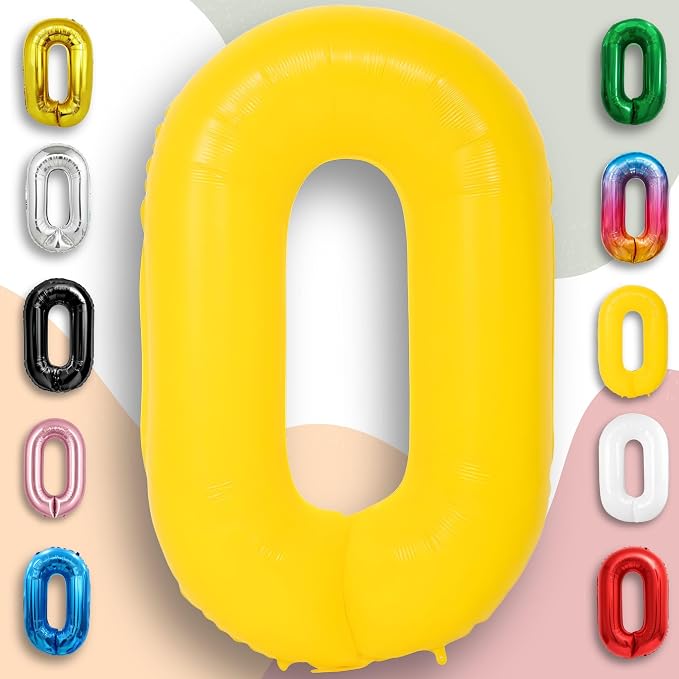 Yellow Number Balloon 0 Mylar Foil Macaron Balloons 40 inch - Image 5