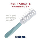 Kent KCR1 "Create" Vented Hair Brush for Blowdrying, Creating Root Lift, and Volume in All Hair Types - Small Vent Brush with Green Ergonomic Handle and Soft Ball Tipped Bristles for Pain Free Use