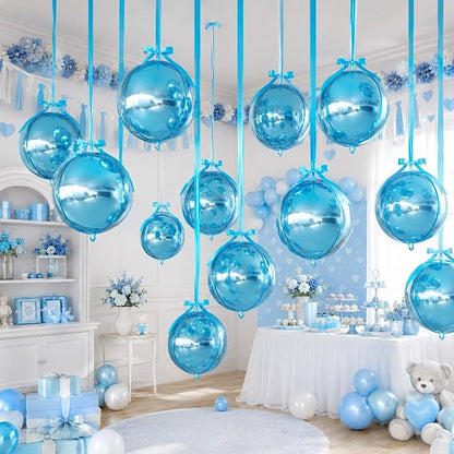 Light Blue Round Foil Balloons - Image 6