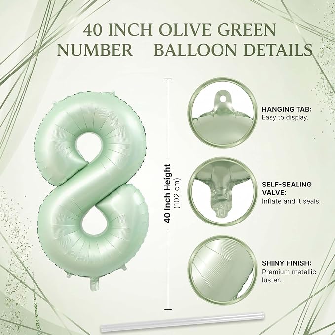 Olive Green Number 18 Balloon 40 Inch, Sign - Image 4