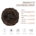 FESHFEN Messy Bun Hair Piece - Large Elastic Wavy Curly Hair Bun Scrunchies Ponytail Extensions Synthetic Chignon Hairpieces for Women, Medium Chestnut Brown 1.94oz