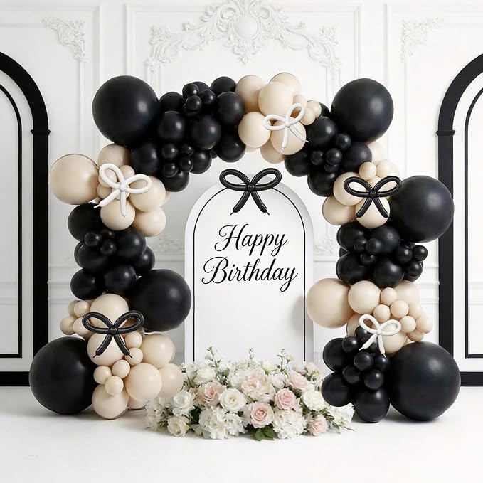 Black and White Balloon Garland Arch Kit 114pcs, Bow Balloon Garland Kit 5 10 - Image 2