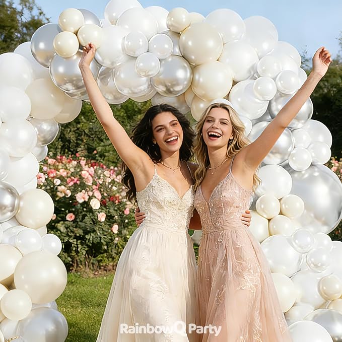 RainbowQ 165 Pcs Double Stuffed Pearl White Balloons Arch Different Sizes | - Image 5