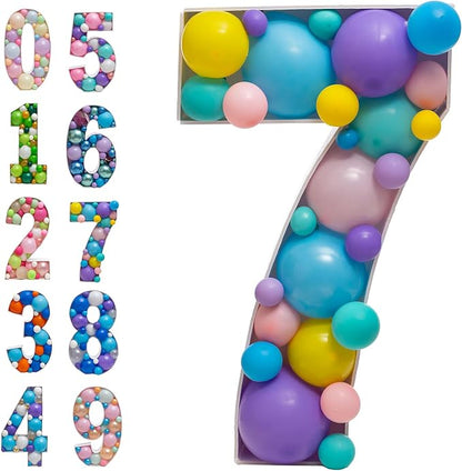Mosaic Balloon Frame Numbers 7 Pre-Cut Large Foam Board Sign Cut-Out by JoyBoxDesign