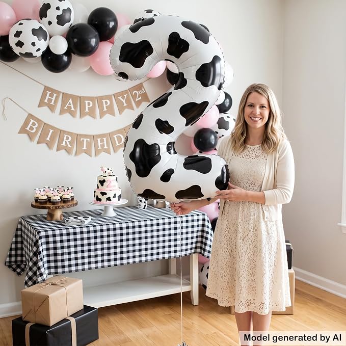 40" Cow Print Foil Number 2 Balloon - Image 4