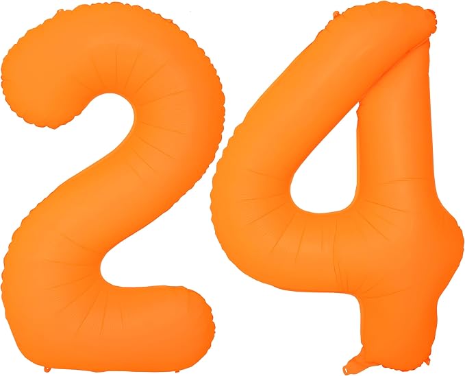 Orange Birthday Number 24 Balloon 40IN Fluorescent Orange 42 Balloon | by YOIOZAIZAI
