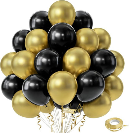 Black and Gold Balloons, Metallic Gold Balloon by GoldenParty