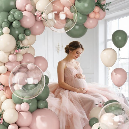 Ouddy Party 149Pcs Pink Sage Green Sand Balloon Garland Kit 18 12 10 5Inch | - Image 5