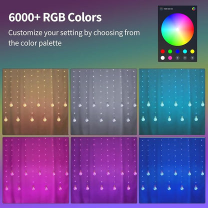 Color Changing Wishing Ball Curtain Lights, 9.8 x 3.3 FT RGB LED Fairy Light - Image 4