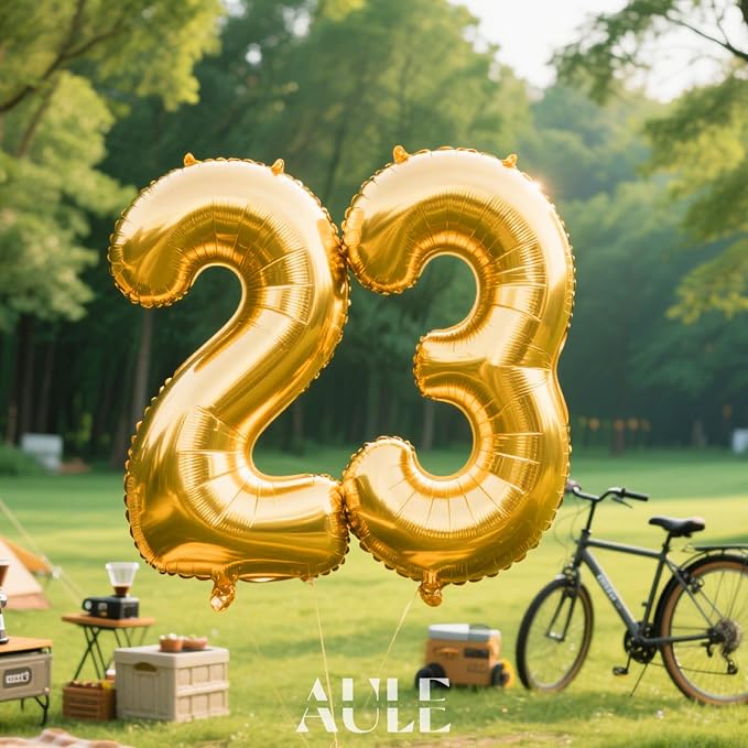 AULE 40 Inch Gold 23 Balloon Number Foil 0-9 Birthday Big Numbers | Birthday - Image 2
