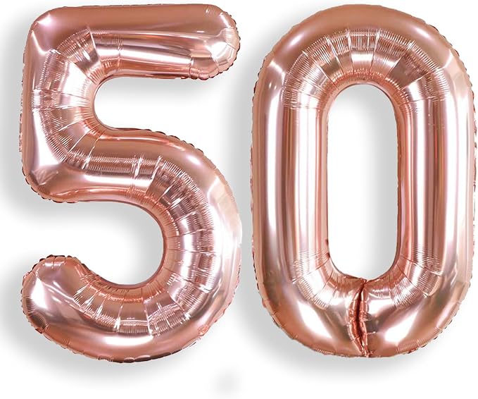 AULE 40 Inch Rose Gold 50 Balloon Number Foil 0-9 Birthday Big Numbers | by AULE