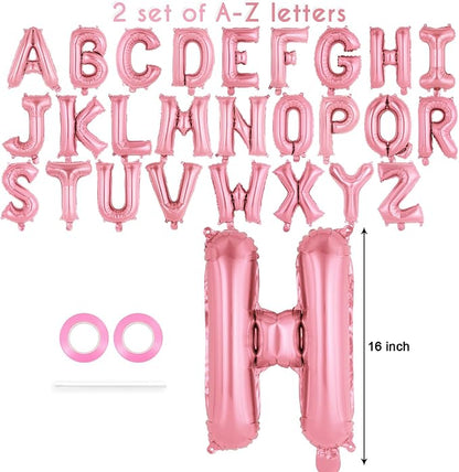 52 Pcs Pink Letter Balloons, 16 Inch Foil Alphabet Letter Balloons, Letter A-Z - Image 2