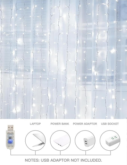 White Curtain Lights for Bedroom Wall, 200 Led Twinkle Lights - Image 6