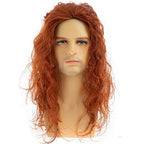 Baruisi Long Curly Wavy Orange Wigs for Men Synthetic Natural Party Halloween Cosplay Hair Wig
