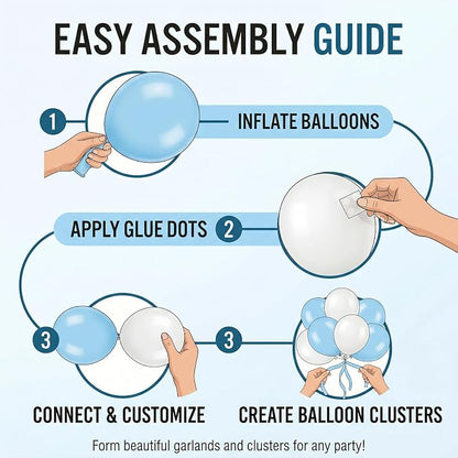 60pcs Blue and White Balloon Kit, 12 Inch Pastel Light Blue White Balloons - Image 4