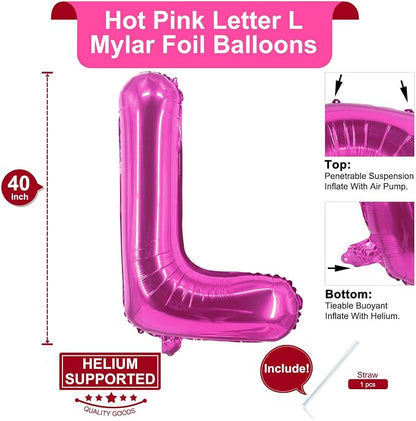 Lovoir 40 Inch Large Hot Pink Letter L Balloons Big Size Jumbo Mylar Foil - Image 2
