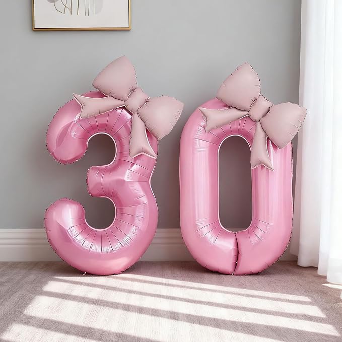 Bow Pink 0 Balloons, 40 Inch Giant Pink Bow Helium Foil Number 0 - Image 7