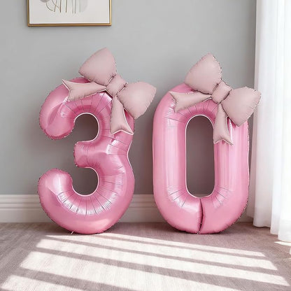 Bow Pink 0 Balloons, 40 Inch Giant Pink Bow Helium Foil Number 0 - Image 7