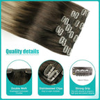 SURNEL Clip in Hair Extensions Balayage Dark Brown to Dirty Blonde Clip in Extensions Human Hair 20inch 6pcs 120g(#2/6/18,20'')