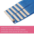 WENNALIFE Tape in Hair Extensions Human Hair Blue Tape in Extensions, 10pcs 25g 18 inch Remy Invisible Tape Ins Straight Colored Soft Real Human Hair Tape in Extensions Refill Set Extensions