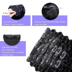 Seamless Clip in Hair Extensions Human Hair Deep Wave Clip ins for Black Women 8Pcs Brazilian Virgin Human Hair Clip in Extensions PU Skin Weft 18Clips 120g 18inch Natural Black