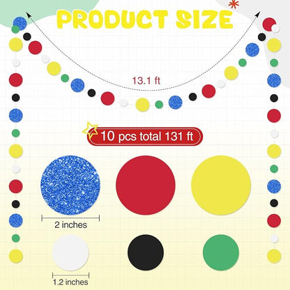 Outus 10 Pieces Colorful Circle Garland Banner Hanging Paper Dot Decorations - Image 2