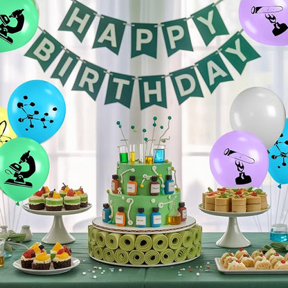 Science Party Balloons, 12 Inch Gray Light Yellow Green Purple Confetti Balloons - Image 5