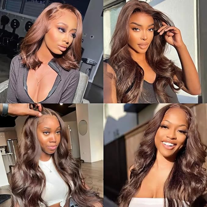 Dark Brown Body Wave Human Hair Bundles Brazilian Virgin Remy Hair 3 Bundles 24 26 28 Inch Double Weft Niegmeag Soft and Silky Color 4 Body Wave Bundle Hair Weave
